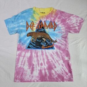 Def Leppard "Animal" Tie Dye Short Sleeve Tee Shirt. 80s Rock Band Throwback. M